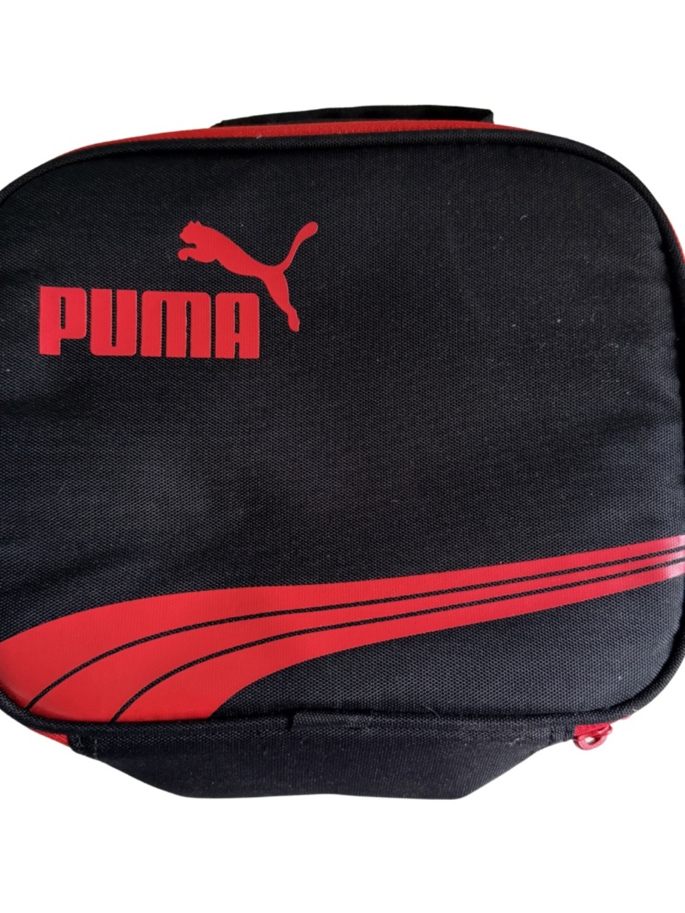 Puma Lunch Box Insulated Cooler Bag Black Red Zip Closure